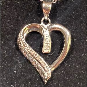 Diamond heart pendant and 18” silver chain